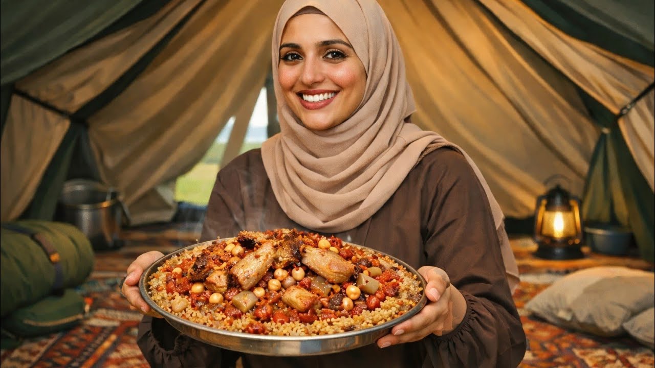 اليوم حضّرنا أشهى مفتول فلسطيني أصلي داخل الخيمة مفتول على الأصول مع بصل وبندورة وطعم ما بينتنسى 🍅🧅🍲