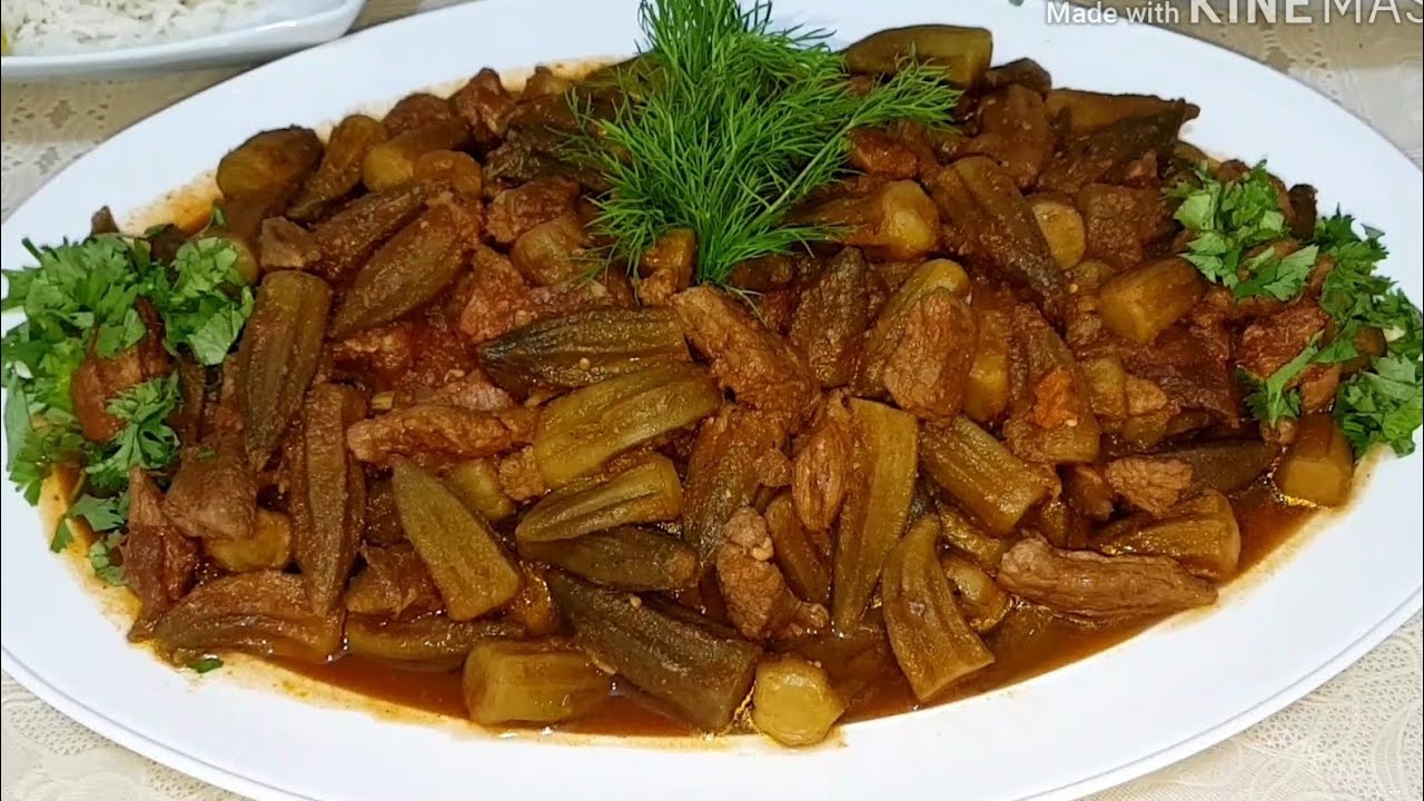 بامية باللحم بطريقة مبتكرة في طبخها روعة جربوها 😋🍖👍