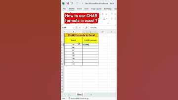 CHAR formula in excel. #ytshorts #shorts #exceltips #exceltricks #excelformula #education #shortcut