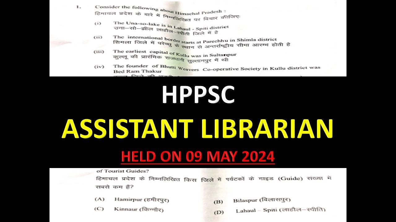 HPPSC ASSISTANT LIBRARIAN SOLVED PAPER HELD ON 09 MAY 2024 - YouTube