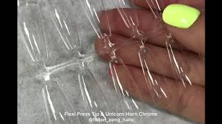 Flexi Press Tip Nail Extensions & Unicorn Horn Chrome Powder