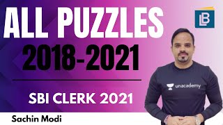 All Puzzles (2018-2021) | Reasoning | Target SBI Clerk (Pre) 2021 | Sachin Modi