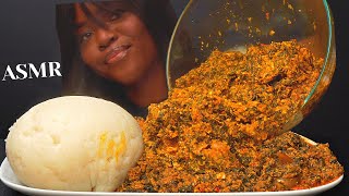 ASMR FUFU (POUNDO) & EGUSI SOUP MUKBANG (No talking) Nigerian food |Eating Sounds| Vikky ASMR