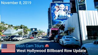 Sunset Strip Monthly Billboard Row Update November 8, 2019 Day Time || Dash Cam Tours 🚘