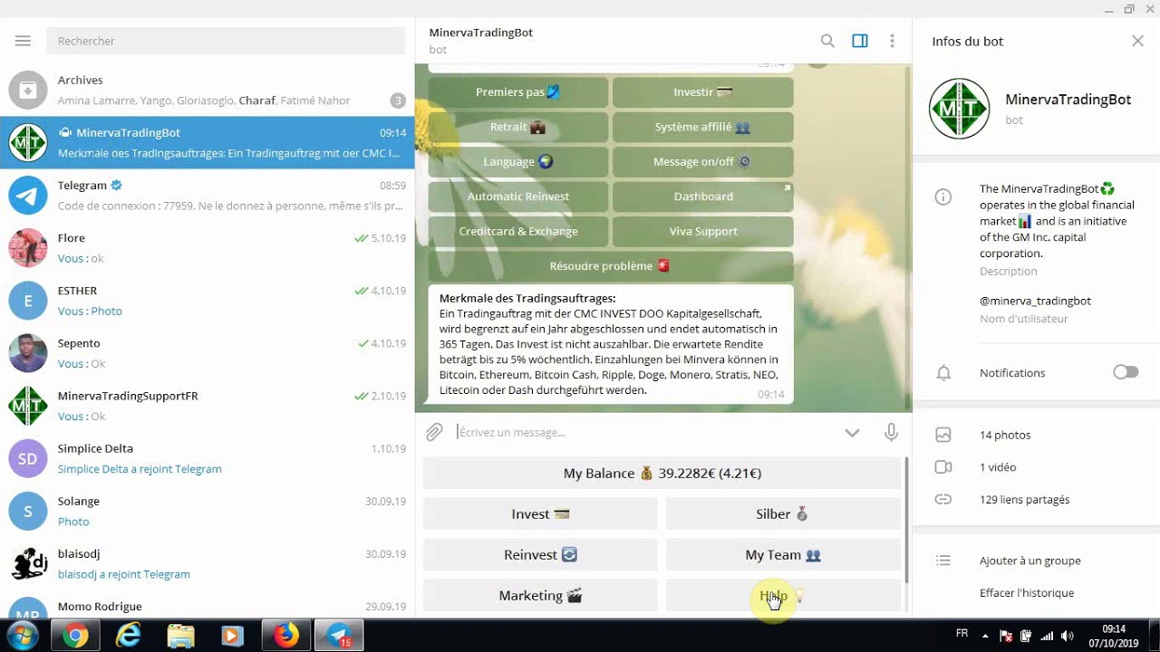 Retirer mes commissions Minerva trading bot - YouTube