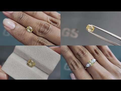 Unheated yellow sapphire cobashon cut 1.54 carats, Sri Lanka Video  № 1
