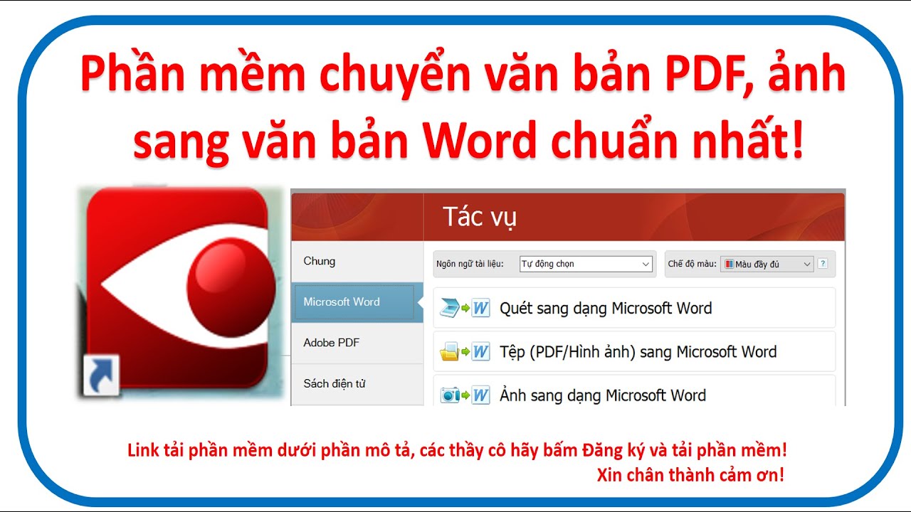 Phần mềm : Chuyển file PDF và file ảnh sang văn bản... - youtube