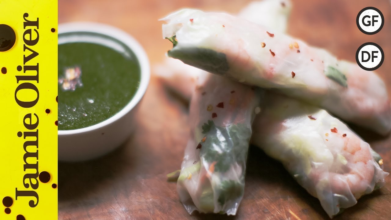 Prawn Spring Rolls & Sweet Chilli Sauce | The Food Busker | Jamie Oliver