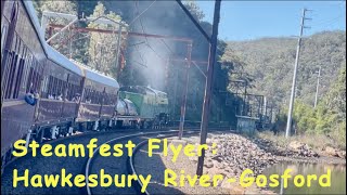 3801 with the Steamfest Flyer, Hawkesbury River to Gosford