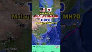 Kuala Lumpur to Tokyo Flight Route with Malaysia Airlines MH70