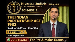 INDIAN PARTNERSHIP ACT- Section 17 to 27 AND 29 | Lecture-3 | Judiciary &amp; ADA Preparation