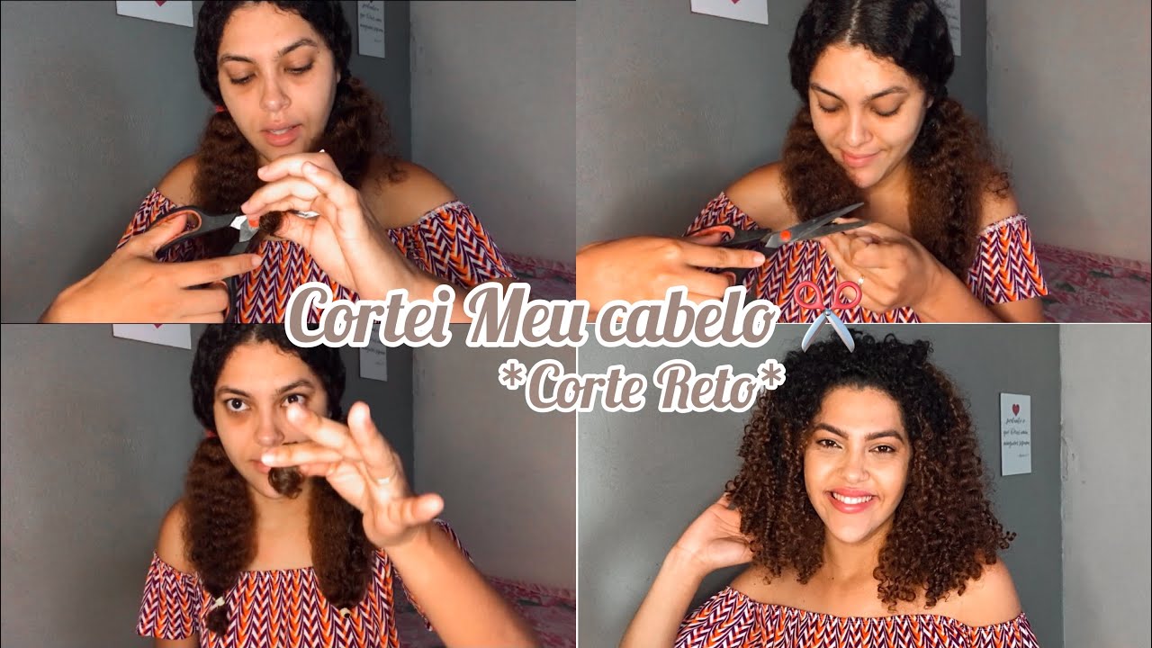 CORTANDO MEU CABELO CACHEADO EM CASA *CORTE RETO* ✂️