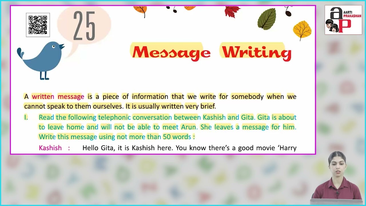 Ch 25 | Aarti Prakashan | Grammar | Class 6 | Message Writing | For children