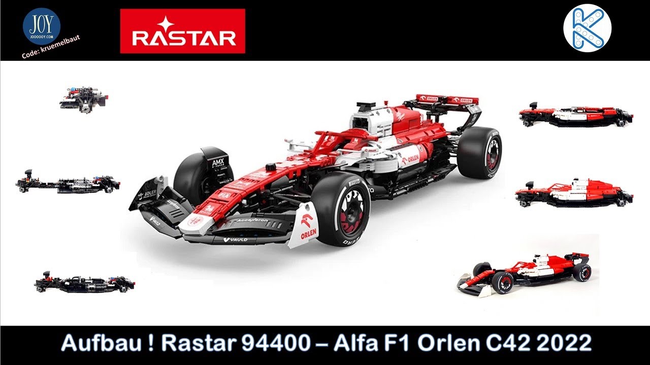 Rastar 94400 Technik F1 Bausatz Für Alfa Romeo F1 Team Orlen C42 2022, 2306 Teile 1:8 Mit 2 Motoren Gross Ferngesteuert Rennwagen Auto Klemmbausteine Dynamische Version