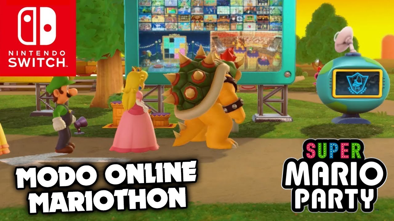 Jogando o modo online de Super Mario Party 