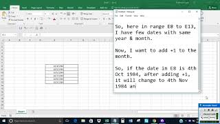 Change only the month component of date from a range of dates in Excel
