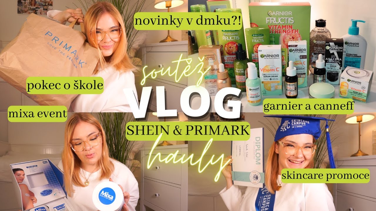 VLOG shein & primark haul, mega novinky z dmka!!! mixa event & SOUTĚŽ o garnier balík