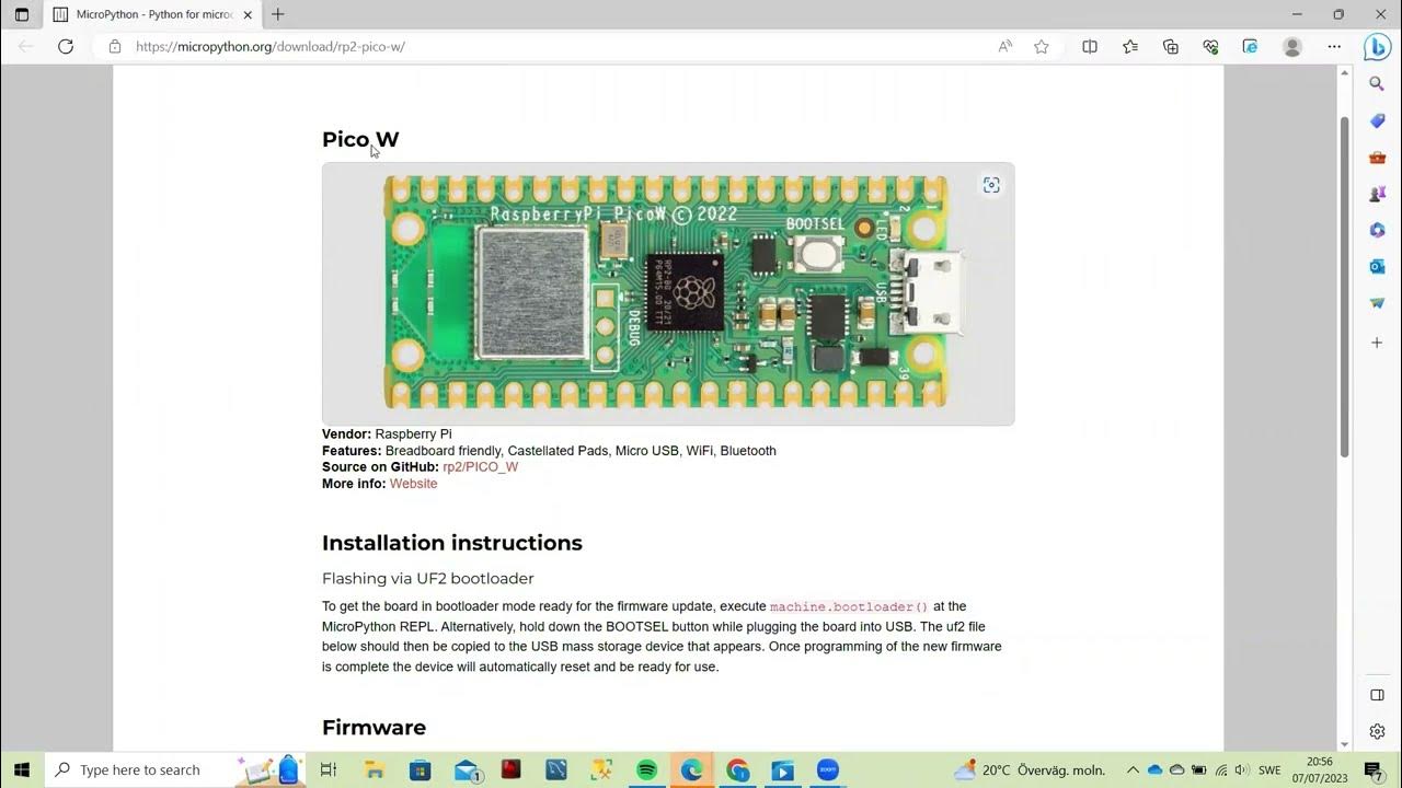 Raspberry Pi Pico W - Getting Started: Installing the firmware! - YouTube