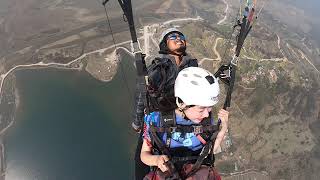 tandem paragliding with Korean beautiful lady going crazy