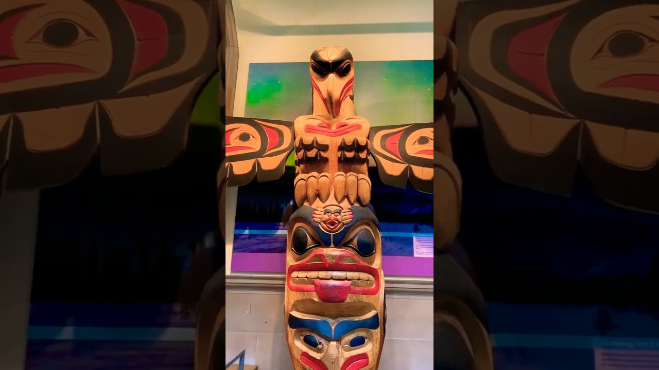 The art of totem pole carving by First Nations people featuring stunning local creatures.