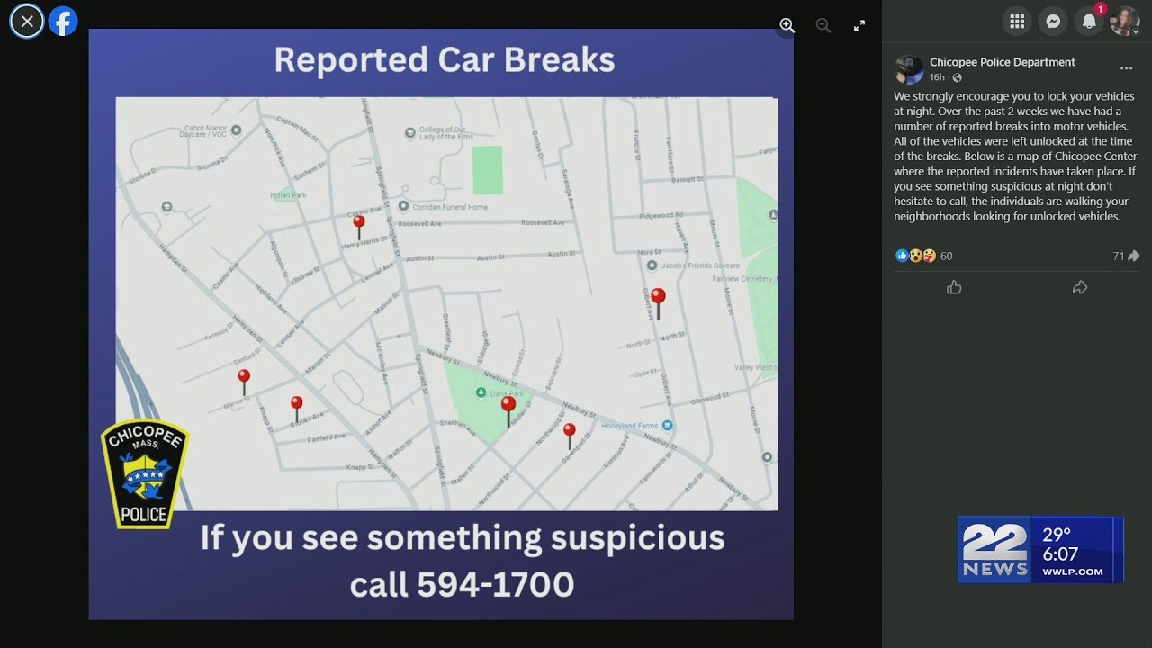Chicopee police warn residents of uptick in car break-ins - YouTube