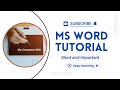 ms word tutorial