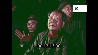 1960s China Cultural Revolution Propaganda, Beijing Rally at Night, Fireworks