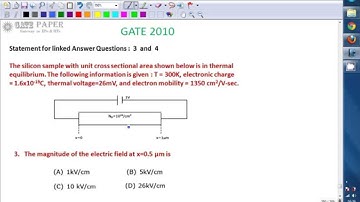 GATE 2010 ECE Electric field and Drift velocity of uniformly doped semiconductor