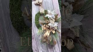 Elegant Gold and White Christmas Wreath Classy Winter Door Wreath for Timeless Holiday Decor