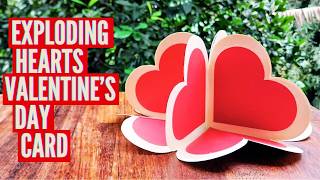 Exploding Hearts Valentine’s Day Card | DIY Handmade Papercraft | Tutorial