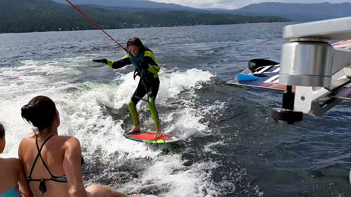 Amy 1st time surfing O'Neils surf boat