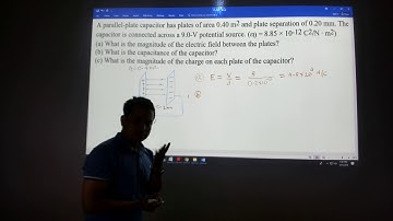 Calculate Capacitance of a parallel plate capacitor # Calculate Electric field and Charge on plate