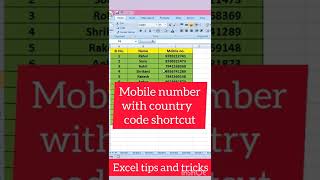 mobile number with country code #shorts #exceltutorial screenshot 4