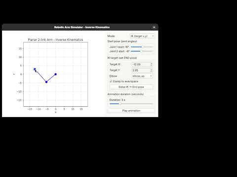 Robotic Arm Simulator – Forward & Inverse Kinematics | Python, PyQt & Matplotlib