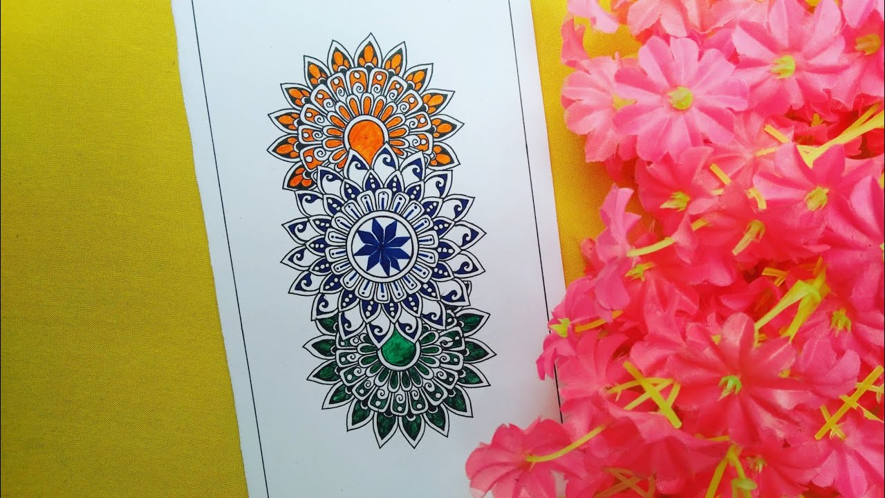 How to draw mandala for beginners || Tricolor mandala art || simple mandala drawing