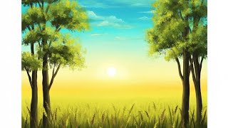 Canvas Painting for Beginners || Sunset Scenery screenshot 3