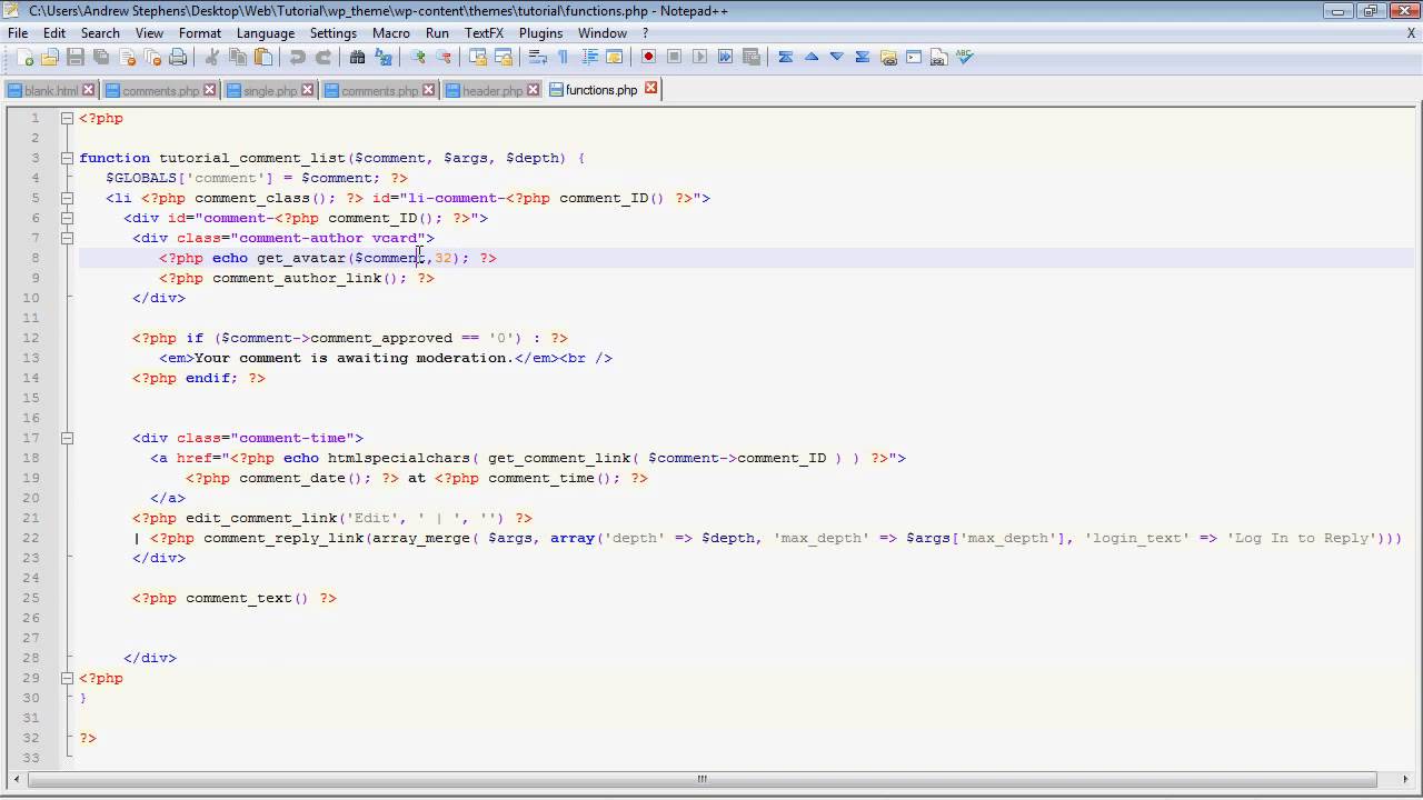 WordPress Theme Tutorial: Part 5a - Customizing Your Comment List - YouTube