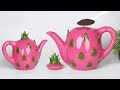 Dragon fruit Sugar pot / Coffee pot making at home with Cement // Cement pot making