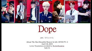 BTS (방탄소년단) — Dope (쩔어) Lyrics Doolsetbangtan Translation