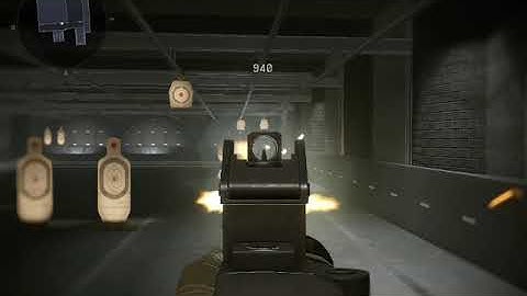 Warface (first person shooter game) shooting range with an assault rifle