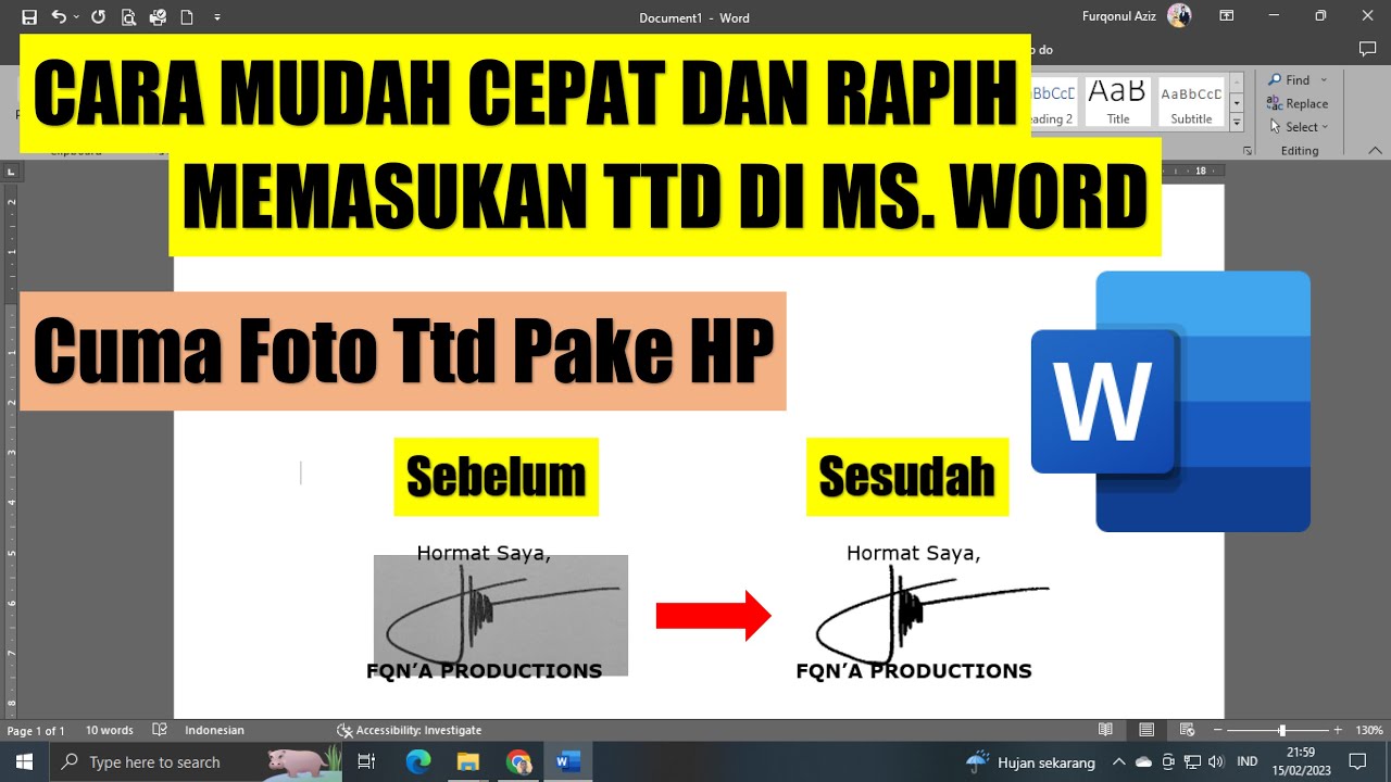 Cara Memasukan Tanda Tangan di Microsoft Word Mudah Cepat Rapih - YouTube