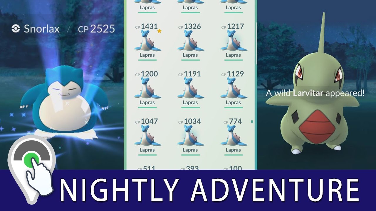 Pokémon GO Night Adventure! Water Festival Event with Wild Lapras, Wild Larvitar, Wild Snorlax!