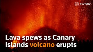 Lava spews as Canary Islands volcano erupts