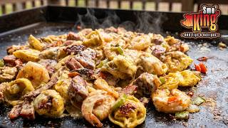 Cajun Shrimp & Sausage Tortellini on the Blackstone Griddle
