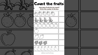let's learn and count the fruits🍎🍓🍐#maths #kidslearning #earlylearning #worksheet#viral