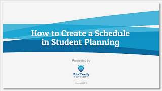 How to Create a Schedule in Student Planning