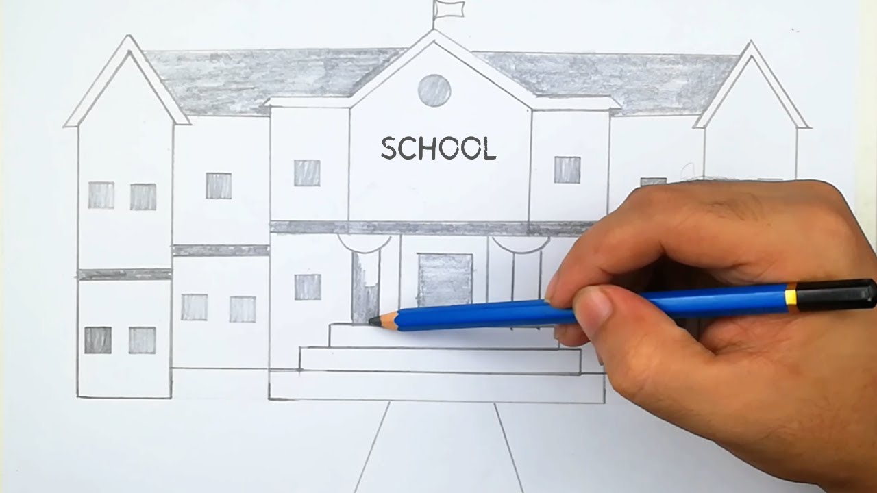 How to draw School Scene Step by step very easy  Art video  YouTube