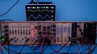 YAA modular ONE - 18CABLES VCO as LFO, TAP LFO arpeggio, oscilloscope