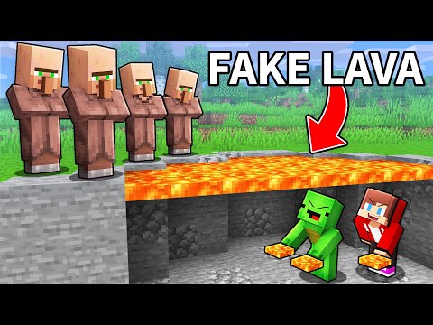 JJ And Mikey Use FAKE LAVA To Prank Villagers In Minecraft Maizen