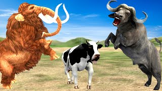 10 Giant Buffalos vs Woolly Rhino Fight Who Would Win? Woolly Mammoth Vs Wild Buffalos Animal Revolt